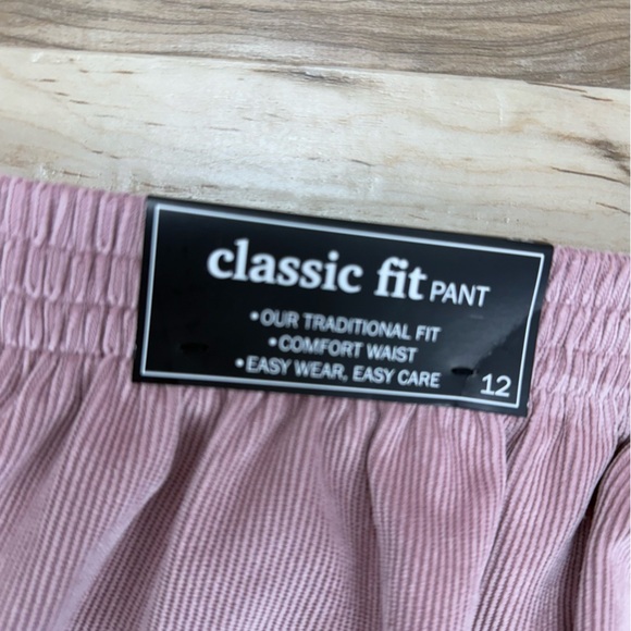 NEW Alfred Dunner Corduroy Pants Comfort Elastic Waist 12P Short Pink Blush - Picture 7 of 10